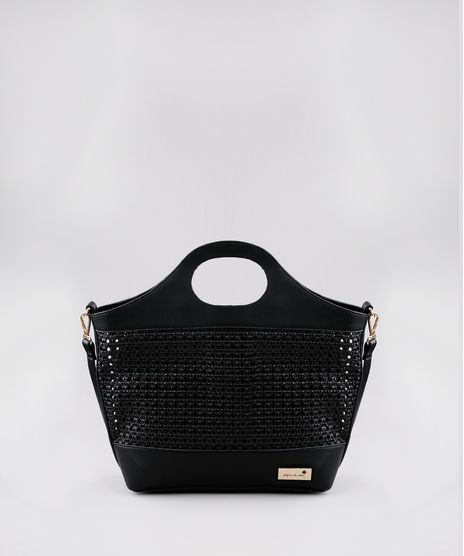 Bolsa-Feminina-Agua-de-Coco-Shopper-Media-Tresse-com-Alca-Transversal-Removivel-Preta-9726013-Preto_1