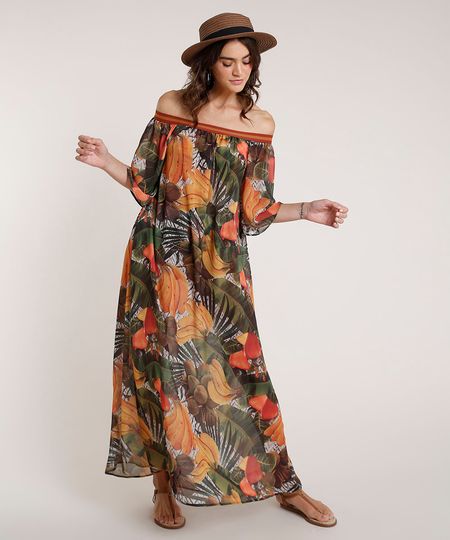 Vestido-Saida-de-Praia-Agua-de-Coco-Longo-Ombro-a-Ombro-Estampado-Cesto-de-Frutas-Manga-3-4-Verde-9720864-Verde_1