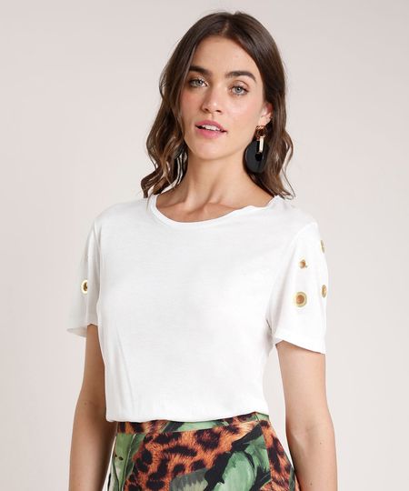 Blusa-Feminina-Agua-de-Coco-com-Ilhos-Manga-Curta-Decote-Redondo-Off-White-9762774-Off_White_1
