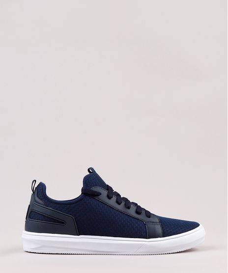 Tenis-Masculino-Oneself-Estampado-Xadrez-com-Recortes-Azul-Marinho-9775670-Azul_Marinho_1