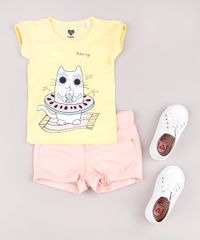 Blusa-Infantil-Gato-com-Boia-Manga-Curta-Amarela-9753222-Amarelo_3