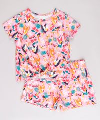 Conjunto-Infantil-Estampado-Passaros-de-Blusa-Manga-Curta---Short--Rosa-9766716-Rosa_1