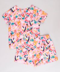 Conjunto-Infantil-Estampado-Passaros-de-Blusa-Manga-Curta---Short--Rosa-9766716-Rosa_2