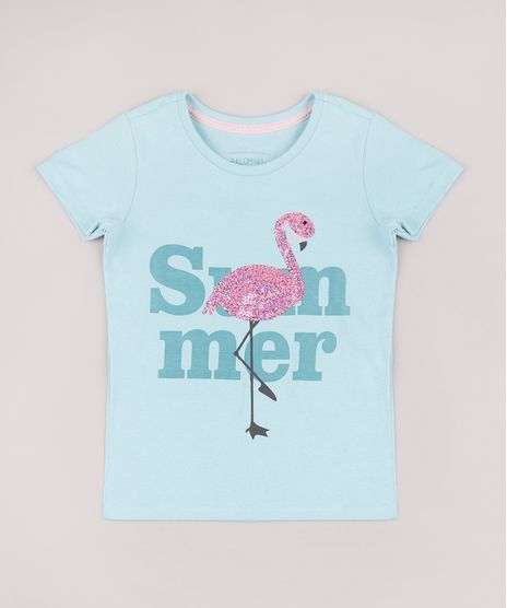Blusa-Infantil-Flamingo-com-Paete-Manga-Curta-Verde-Agua-9744610-Verde_Agua_1