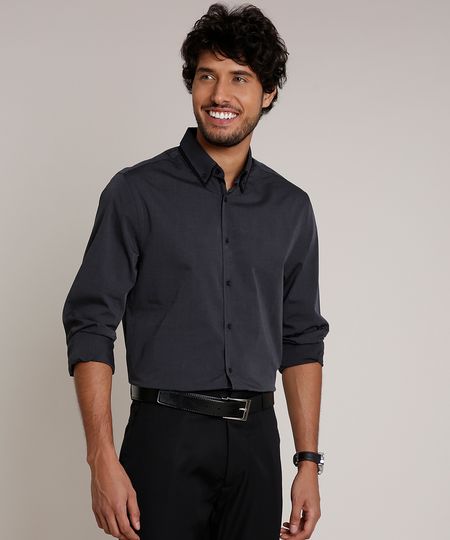 Camisa-Masculina-Comfort-Manga-Longa-Chumbo-9509135-Chumbo_1 Camisa-Masculina-Comfort-Manga-Longa-Chumbo-9509135-Chumbo_1