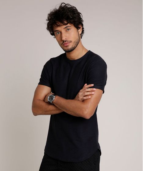 camisa preta masculina slim fit