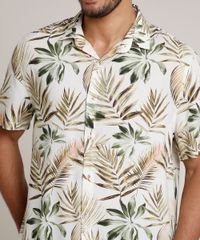 Camisa-Masculina-Tradicional-Estampada-de-Folhagem-Manga-Curta-Amarela-Claro-9729901-Amarelo_Claro_4