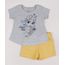 Conjunto-Infantil-Frozen-de-Blusa-Manga-Curta-Cinza-Mescla---Short-em-Moletom-Amarelo-9804487-Amarelo_1