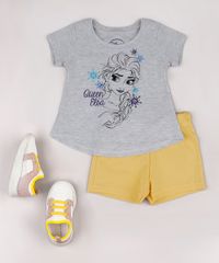 Conjunto-Infantil-Frozen-de-Blusa-Manga-Curta-Cinza-Mescla---Short-em-Moletom-Amarelo-9804487-Amarelo_3