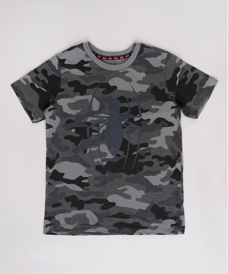 Camiseta-Infantil-Homem-Aranha-Estampada-Camuflada-Manga-Curta--Chumbo-9814685-Chumbo_1