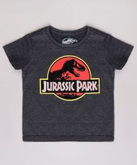Camiseta-Infantil-Jurassic-Park-Manga-Curta--Cinza-Mescla-Escuro-9618715-Cinza_Mescla_Escuro_1