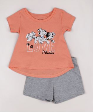 Conjunto-Infantil-Dalmatas-de-Blusa-Manga-Curta-Coral---Short-em-Moletom-Coral-9742285-Coral_1