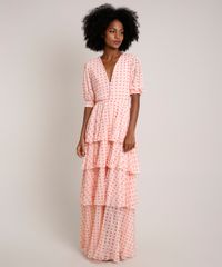 Vestido-Feminino-Mindset-Longo-Estampado-de-Poa-em-Camadas-Manga-Curta-Laranja-Claro-9837426-Laranja_Claro_1
