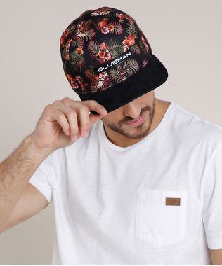 Bone-Masculino-Blueman-Aba-Reta-Estampado-Folhagem-Tropical-Preto-9769558-Preto_1