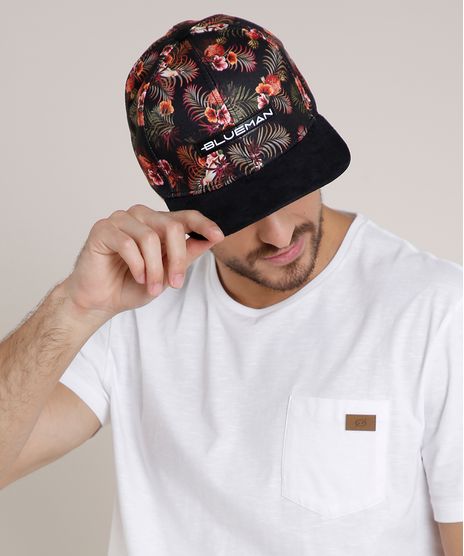 Bone-Masculino-Blueman-Aba-Reta-Estampado-Folhagem-Tropical-Preto-9769558-Preto_1