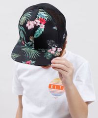 Bone-Infantil-Blueman-Aba-Reta-Estampado-Folhagem-Tropical-com-Tela-Preto-9801161-Preto_1