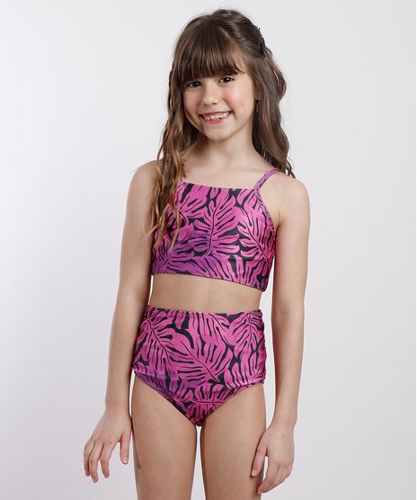 Biquini-Infantil-Triya-Tal-Mae-Tal-Filha-Halter-Neck-Hot-Pant-Estampado-de-Folhagem-com-Protecao-UV50--Roxo-9773599-Roxo_1