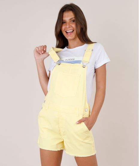 Jardineira-de-Sarja-Feminina-com-Bolsos-e-Barra-Desfiada-Amarela-9811483-Amarelo_1
