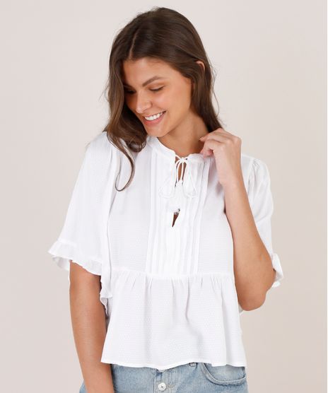Blusa-Feminina-Maquinetada-com-Babado-e-Tassel-Manga-Curta-Decote-Redondo-Off-White-9630042-Off_White_1