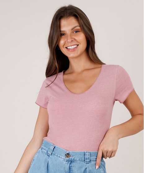 Blusa-Feminina-Basica-Flame-Manga-Curta-Decote-Redondo-Rose-Escuro-9677408-Rose_Escuro_1