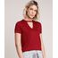 Blusa-Feminina-Choker-Basica-Manga-Curta-Decote-Redondo-Vinho-8625969-Vinho_1_1