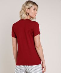 Blusa-Feminina-Choker-Basica-Manga-Curta-Decote-Redondo-Vinho-8625969-Vinho_1_2