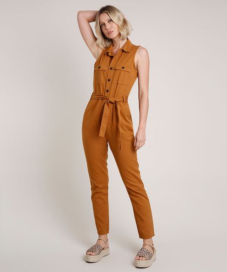 Macacao-de-Sarja-Feminino-com-Botoes-e-Faixa-para-Amarrar-Caramelo-9750181-Caramelo_1 Macacao-de-Sarja-Feminino-com-Botoes-e-Faixa-para-Amarrar-Caramelo-9750181-Caramelo_1