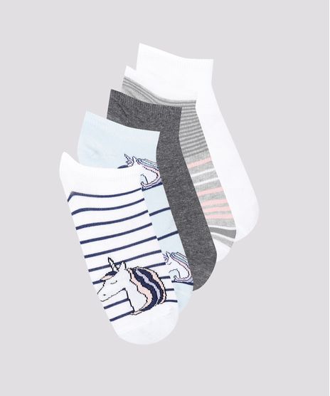 Kit-de-5-Meias-Femininas-Cano-Baixo-Listradas-com-Unicornio-Multicor-9743311-Multicor_1