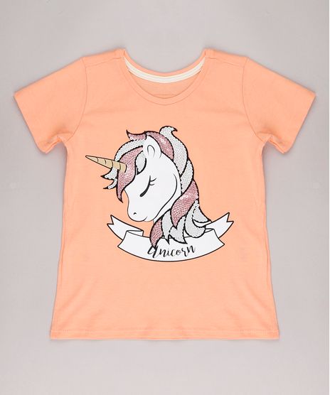 Blusa-Infantil-Unicornio-com-Paete-Manga-Curta-Laranja-9744611-Laranja_1