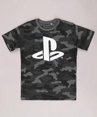 Camiseta-Infantil-PlayStation-Estampada-Camuflada-Manga-Curta-Chumbo-9732796-Chumbo_1