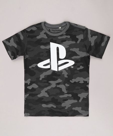 Camiseta-Infantil-PlayStation-Estampada-Camuflada-Manga-Curta-Chumbo-9732796-Chumbo_1
