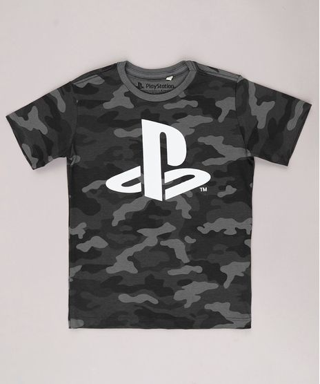 Camiseta-Infantil-PlayStation-Estampada-Camuflada-Manga-Curta-Chumbo-9732796-Chumbo_1