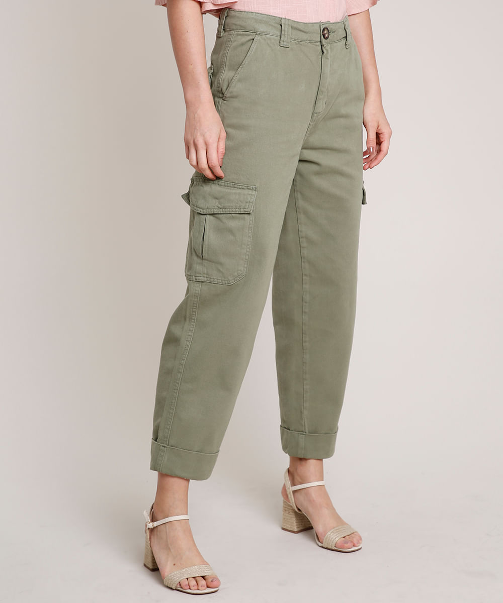 calça cargo sarja feminina