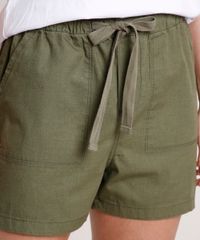 Short-de-Sarja-Feminino-com-Bolsos-e-Cadarco-Verde-Militar-9753910-Verde_Militar_4