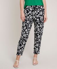 Calca-Feminina-Estampada-Floral-com-Cordao-Preta-9823401-Preto_1