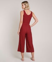 Macacao-Feminino-Pantacourt-Estampado-de-Poa-com-Faixa-para-Amarrar-Alca-Larga-Vermelho-Escuro-9721460-Vermelho_Escuro_2