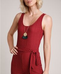 Macacao-Feminino-Pantacourt-Estampado-de-Poa-com-Faixa-para-Amarrar-Alca-Larga-Vermelho-Escuro-9721460-Vermelho_Escuro_4