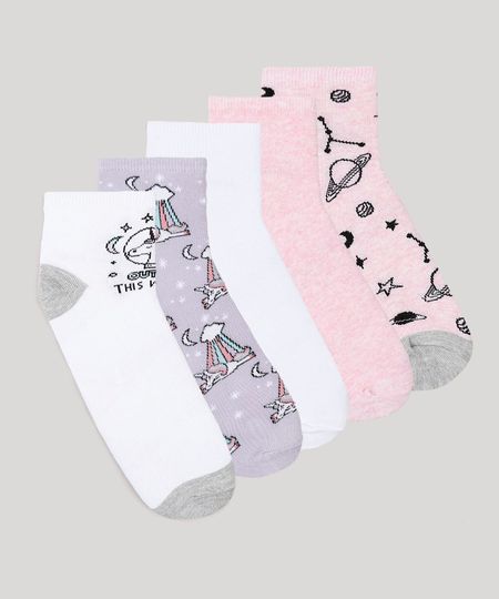 Kit-de-5-Meias-Femininas-Cano-Medio-Unicornio-Multicor-9741978-Multicor_1