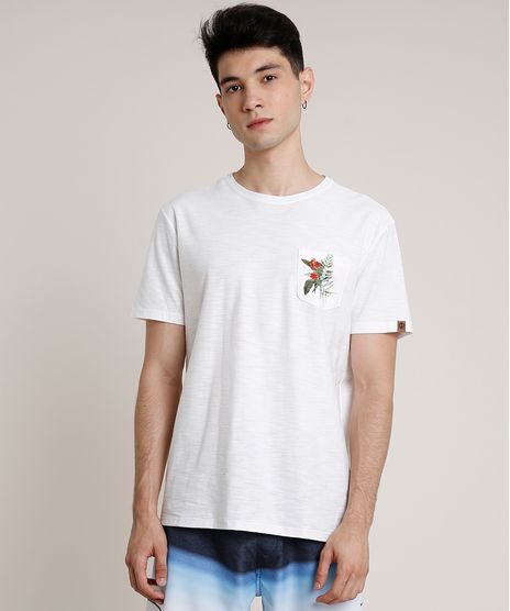 Camiseta-Masculina-com-Bolso-Estampado-Floral-Manga-Curta-Gola-Careca-Off-White-9766770-Off_White_1