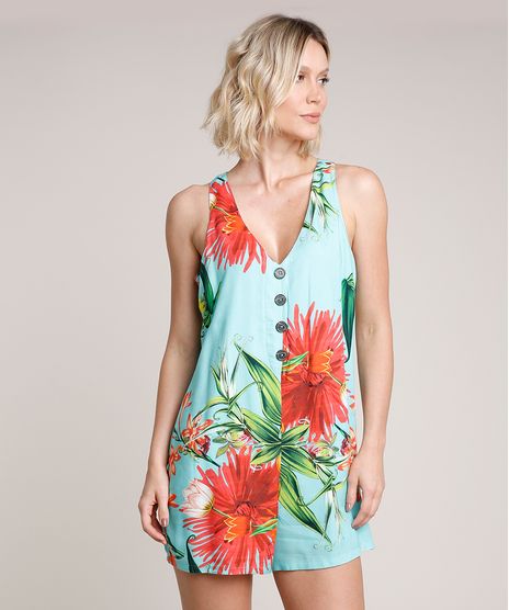 Macaquinho-Feminino-Estampado-Floral-com-Botoes-Sem-Manga-Verde-Agua-9654726-Verde_Agua_1