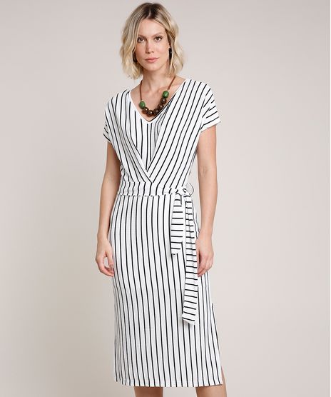 Vestido-Feminino-Midi-Listrado-com-Faixa-para-Amarrar-Manga-Curta-Branco-9718068-Branco_1