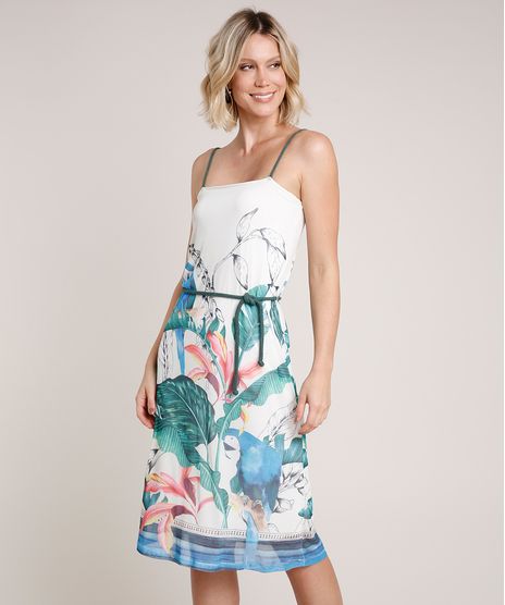 Vestido-Feminino-em-Tule-Estampado-de-Tucano-Alca-Fina-com-Cinto-Off-White-9706147-Off_White_1