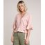 Blusa-Feminina-com-Babados-e-Faixa-para-Amarrar-Manga-Curta-Decote-V-Rose-9645438-Rose_1