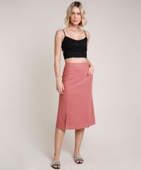 Saia-Feminina-Midi-em-Linho-com-Fenda-e-Bolsos-Rosa-Escuro-9637726-Rosa_Escuro_3