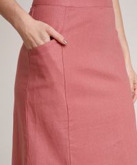 Saia-Feminina-Midi-em-Linho-com-Fenda-e-Bolsos-Rosa-Escuro-9637726-Rosa_Escuro_4