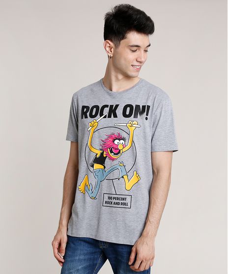 Camiseta-Masculina-Muppets--Rock-On---Manga-Curta-Gola-Careca-Cinza-Mescla-Claro-9719862-Cinza_Mescla_Claro_1