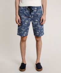 Bermuda-de-Sarja-Masculina-Relaxed-Estampada-de-Ilha-Azul-9753234-Azul_1