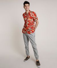 Camisa-Masculina-Tradicional-Estampada-Floral-Manga-Curta-Vermelho-9729637-Vermelho_3