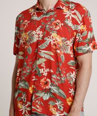 Camisa-Masculina-Tradicional-Estampada-Floral-Manga-Curta-Vermelho-9729637-Vermelho_4