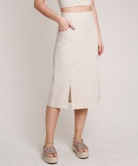 Saia-Feminina-Midi-em-Linho-com-Fenda-e-Bolsos-Kaki-9637726-Kaki_1